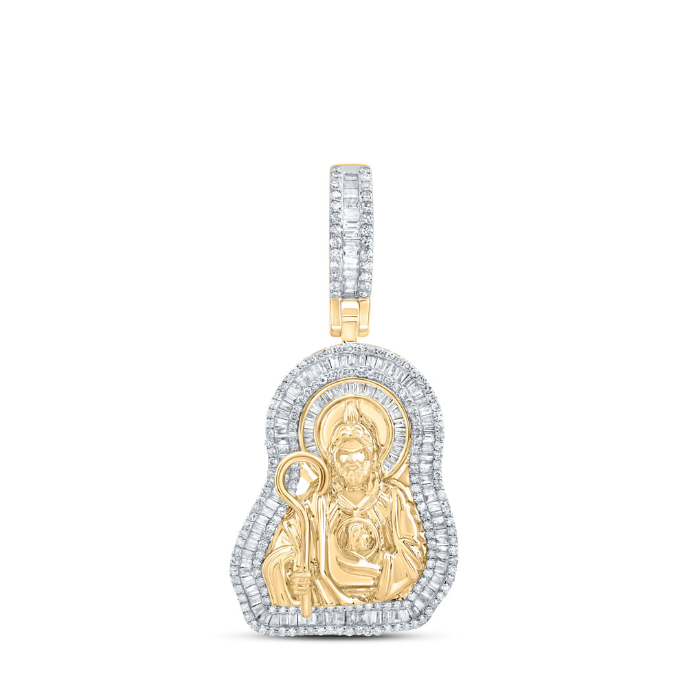 10kt Yellow Gold 1 1/4 Cttw Diamond St. Jude Mens Charm