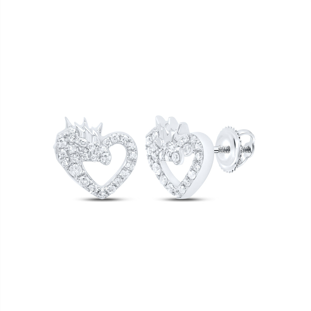 10kt Yellow Or White Gold Diamond Heart Earring