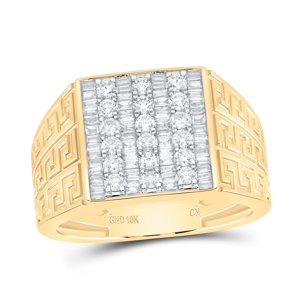 10kt Yellow Gold 1 Cttw Diamond Baguette Mens Ring, Men Size: 8-12