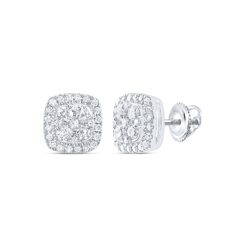 14kt White Gold 1/2 Cttw Diamond Fashion Cushion Stud Earring
