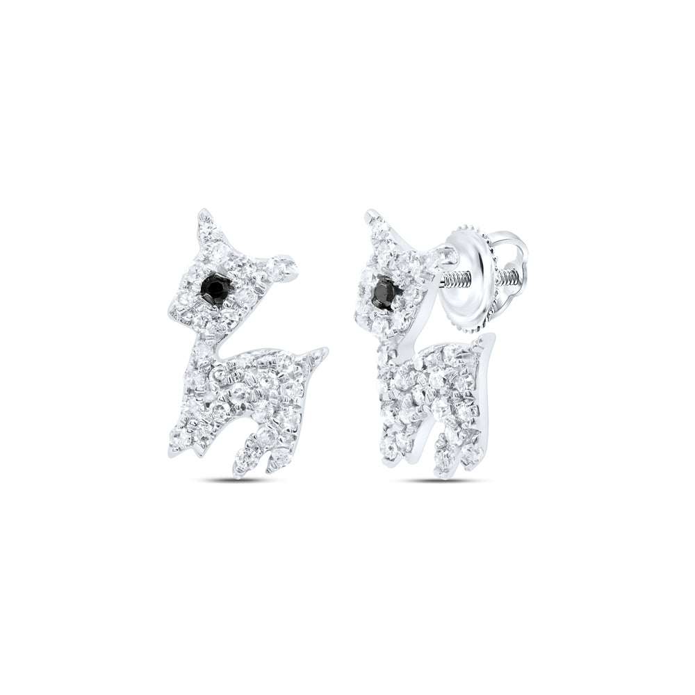 10kt White Gold 1/6 Cttw Diamond Round black Diamond Earring