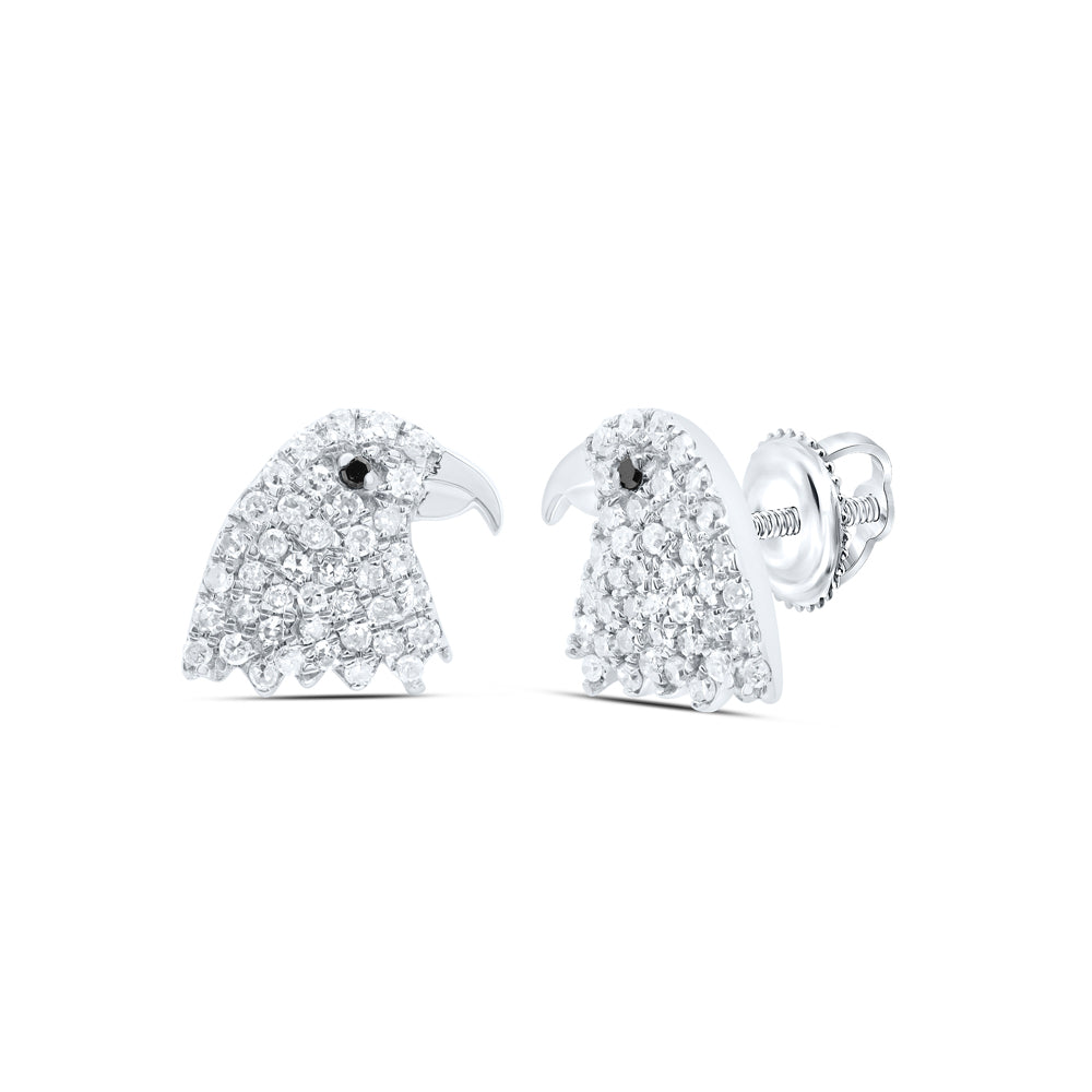 10kt White Gold 1/5 Cttw Diamond Round black Diamond Earring