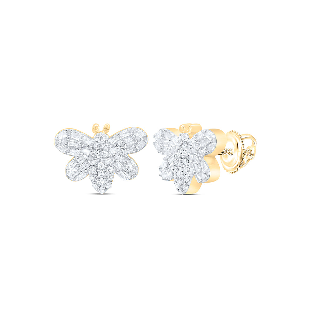 10kt Yellow Gold 1/3 Cttw Diamond Baguette Earring