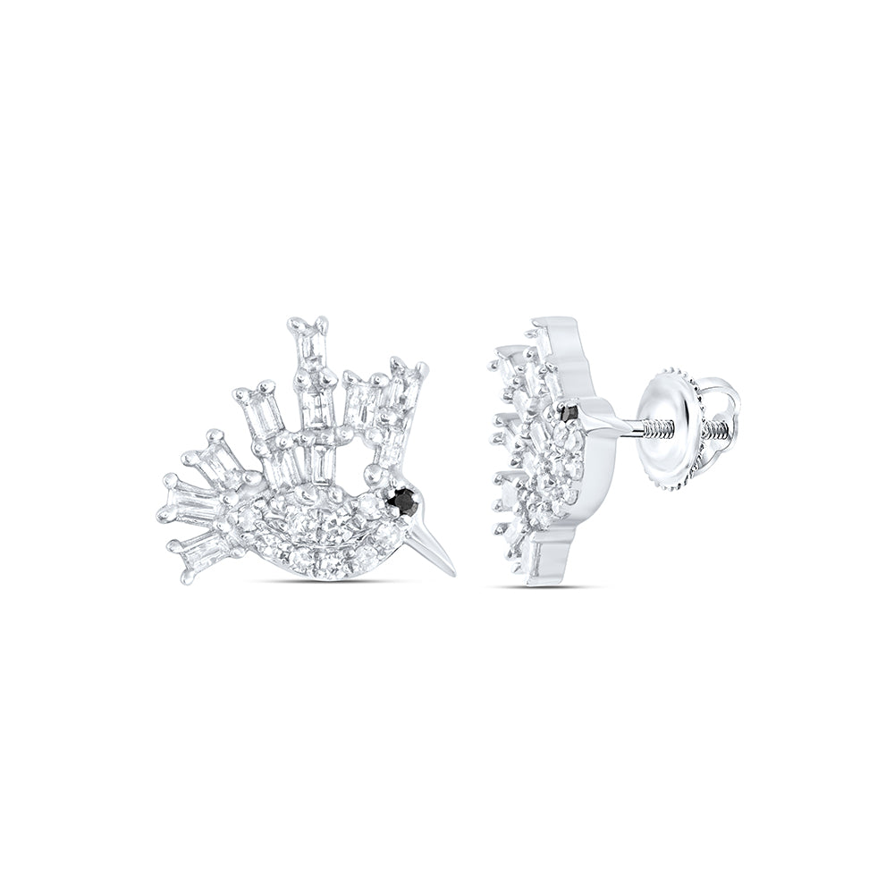 10kt White Gold 1/5 Cttw Diamond Round black Diamond Earring