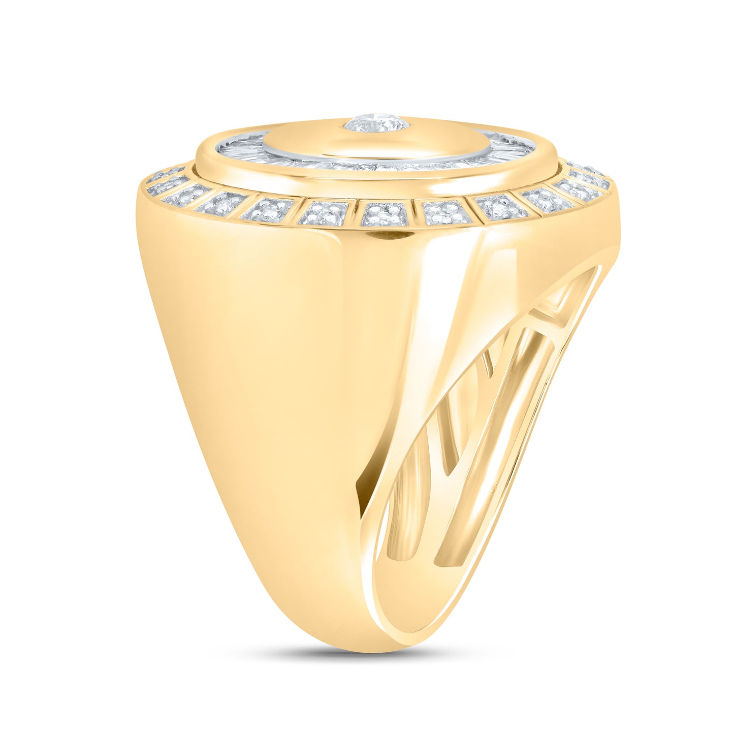 10kt Yellow Gold 1 Cttw Diamond Mens Ring, Men Size: 8-12