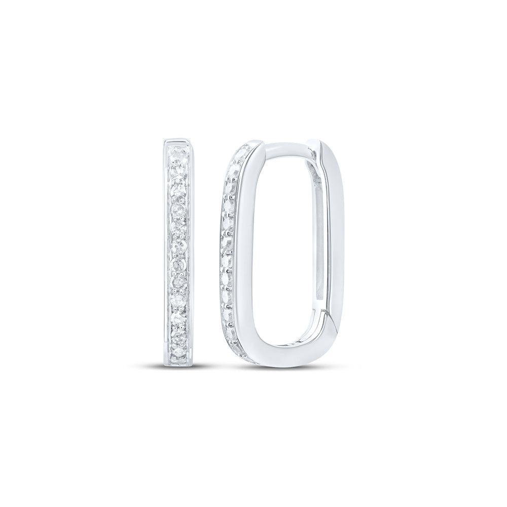 10kt White Gold 1/3 Cttw Diamond Hoops Huggies Earring
