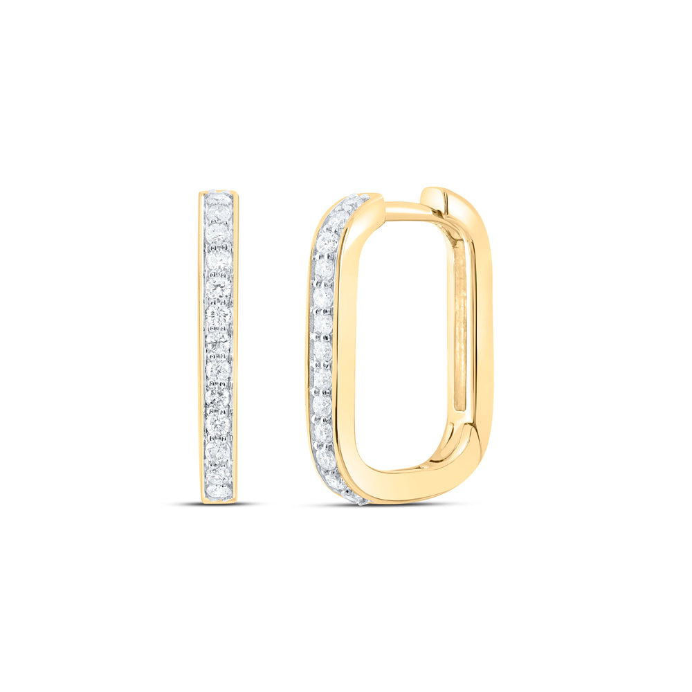 10kt Yellow Gold 1/4 Cttw Diamond Hoops Huggies Earring