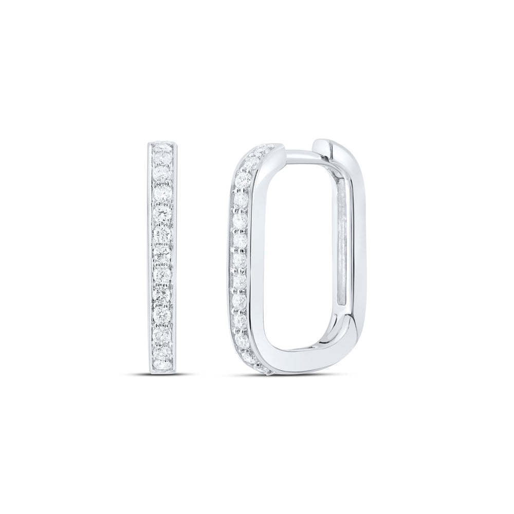 10kt White Gold 1/4 Cttw Diamond Hoops Huggies Earring
