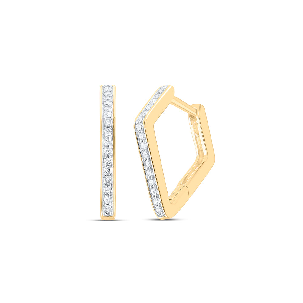 10kt Yellow Gold 1/6 Cttw Diamond Hoops Huggies Earring
