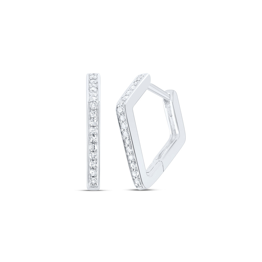 10kt White Gold 1/6 Cttw Diamond Hoops Huggies Earring