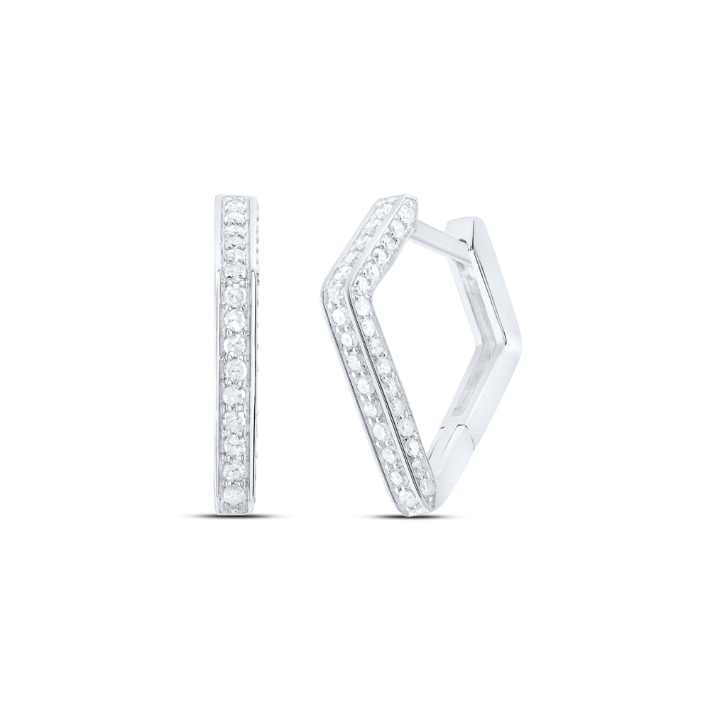 10kt White Gold 1/3 Cttw Diamond Hoops Huggies Earring