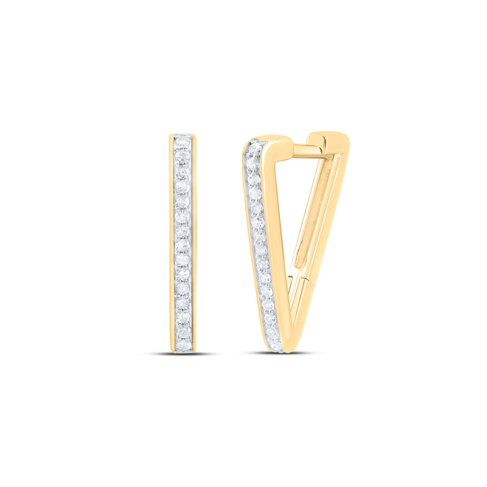 10kt Yellow Gold 1/6 Cttw Diamond Hoops Huggies Earring