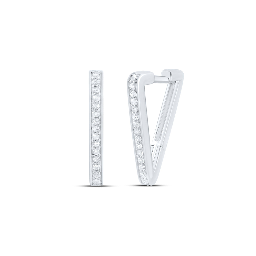 10kt White Gold 1/6 Cttw Diamond Hoops Huggies Earring