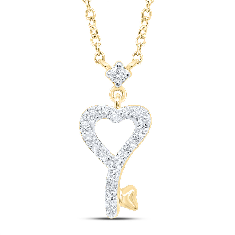10kt Yellow Gold 1/10 Cttw Diamond Heart Necklace