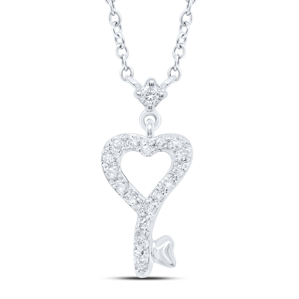 10kt White Gold 1/10 Cttw Diamond Heart Necklace
