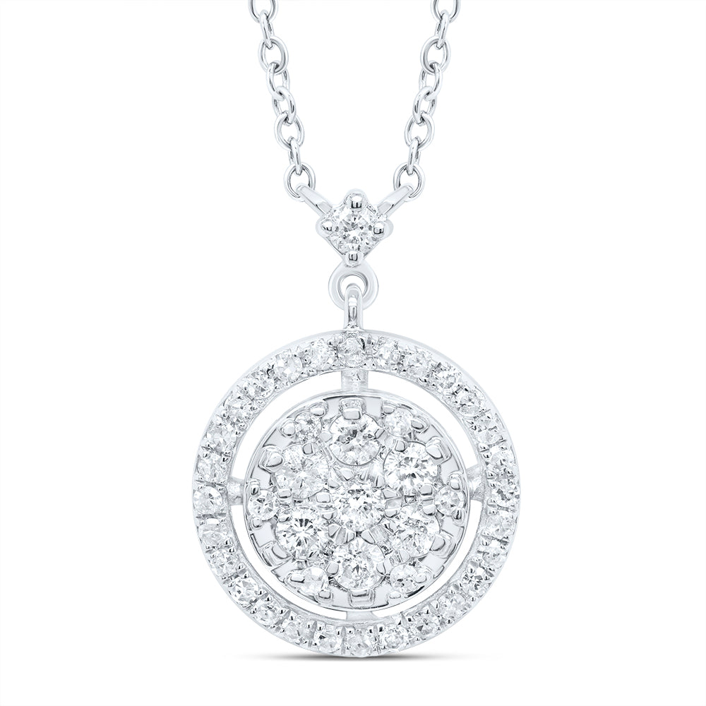 10kt White Gold 1/3 Cttw Diamond Round Necklace, Length: 18 Inch