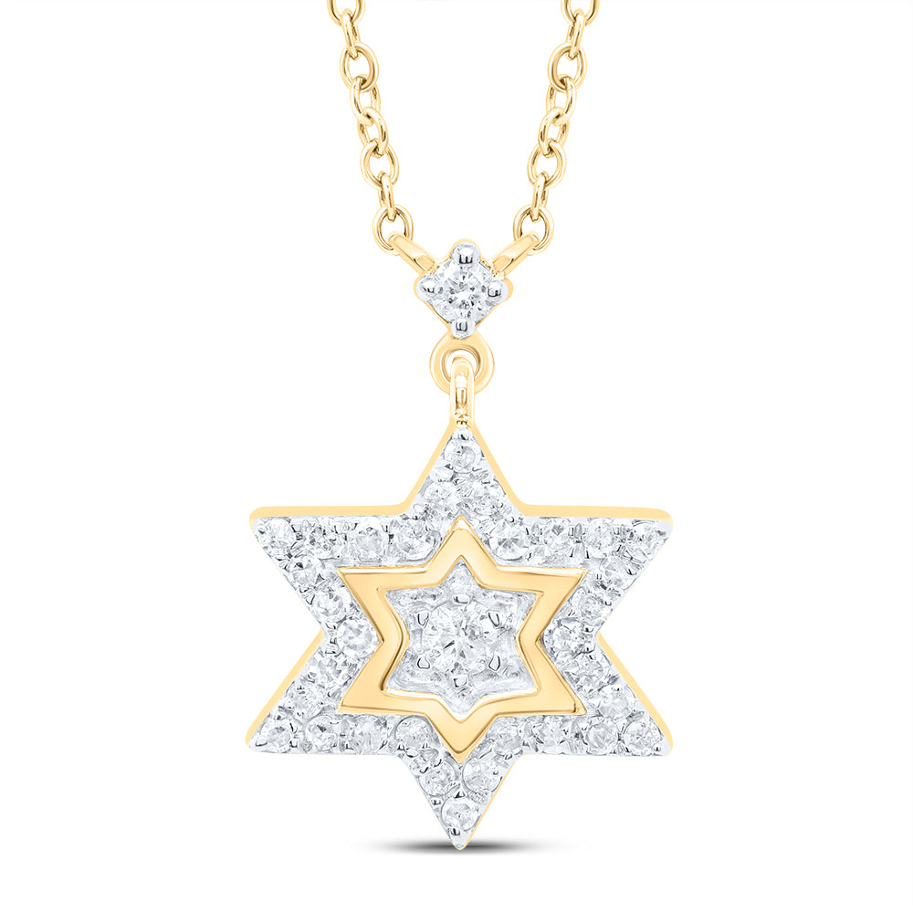 10kt Yellow Gold 1/5 Cttw Diamond Star Necklace, Length: 18 Inch