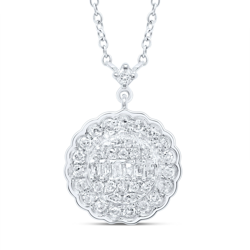 10kt White Gold 1/3 Cttw Diamond Round Necklace, Length: 18 Inch