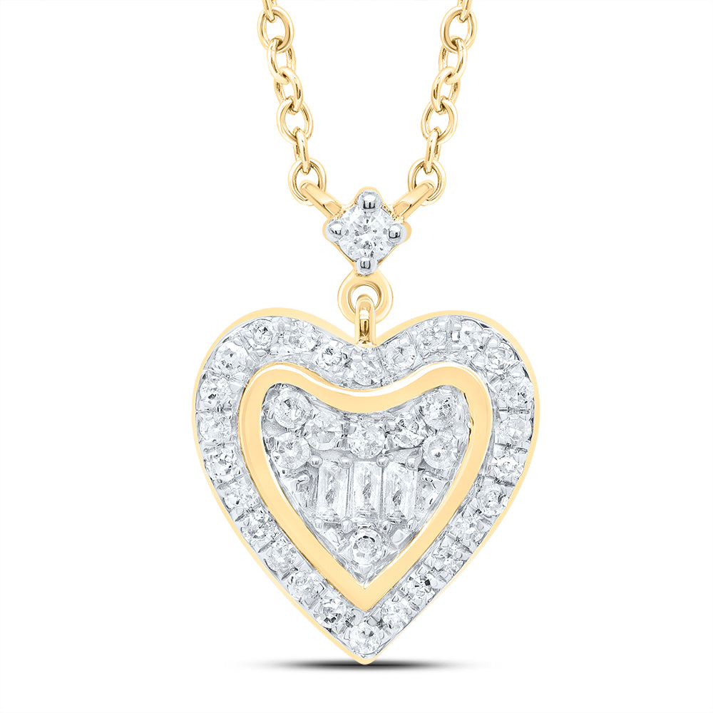 10kt Yellow Gold 1/4 Cttw Diamond Heart Necklace