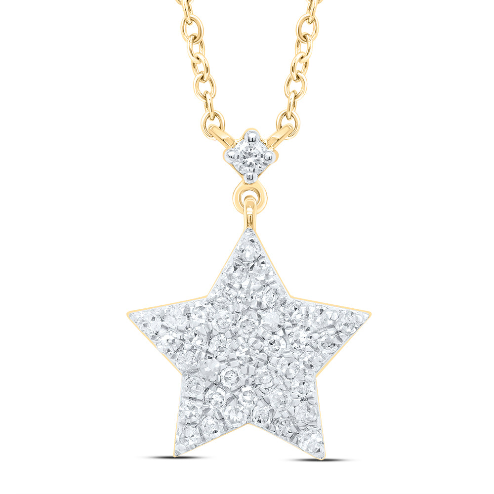 10kt Yellow Gold 1/4 Cttw Diamond Star Necklace, Length: 18 Inch