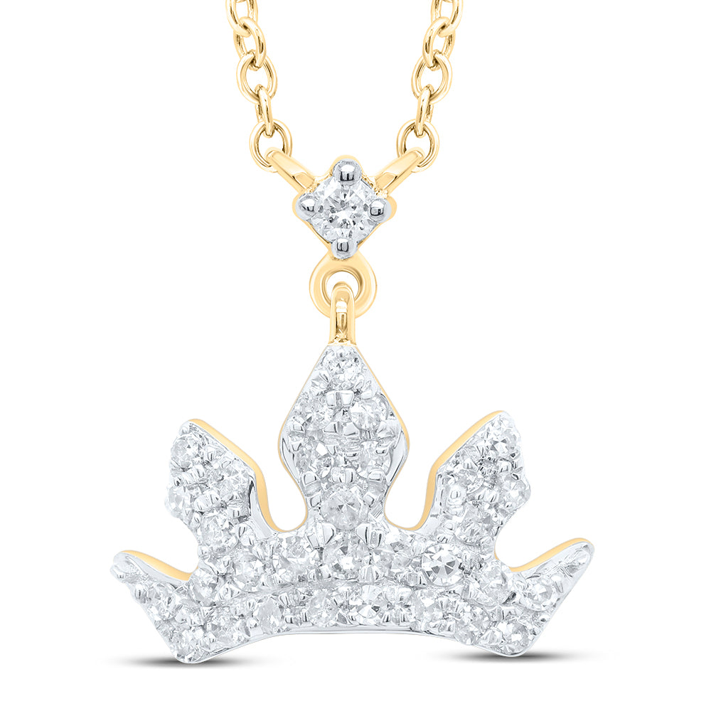 10kt Yellow Gold 1/6 Cttw Diamond Crown Necklace, Length: 18 Inch
