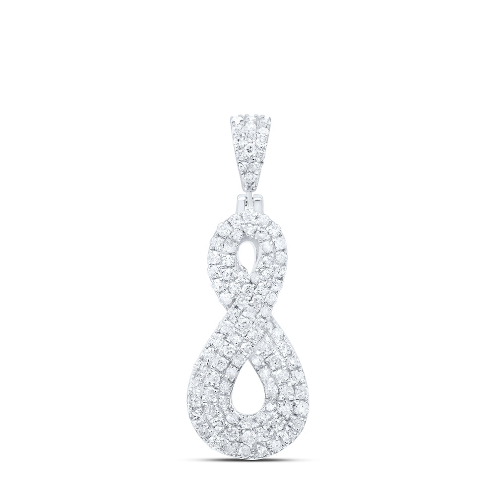 10kt White Gold 3/8 Cttw Natural Diamond Infinity Pendant