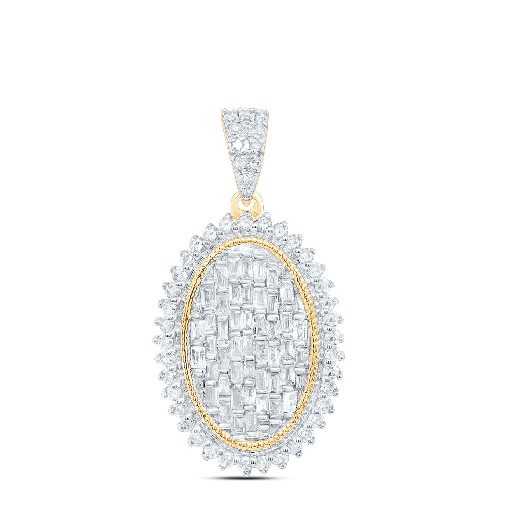 10kt Yellow Gold 1/2 Cttw Natural Diamond Oval Pendant