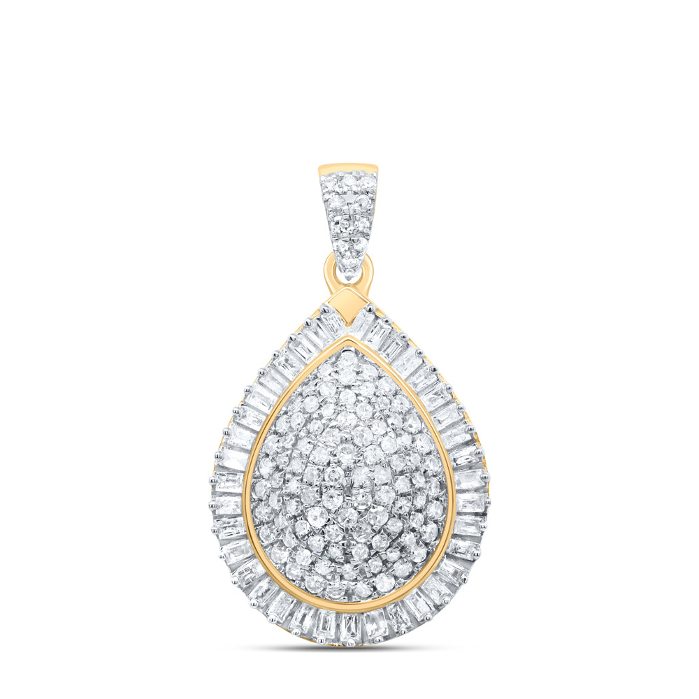 10kt Yellow Gold 5/8 Cttw Natural Diamond Pear Pendant