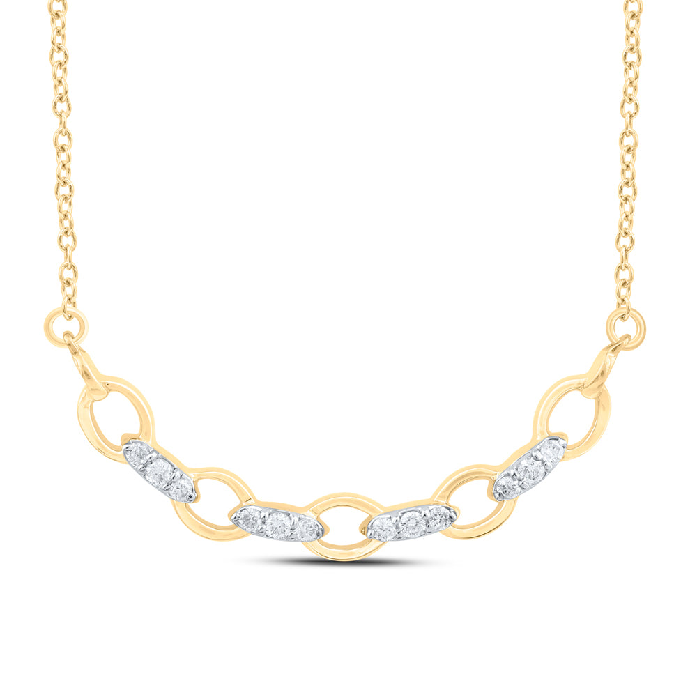 10kt Yellow Gold 1/12 Cttw Natural Diamond Fashion Necklace, Length: 18 Inch