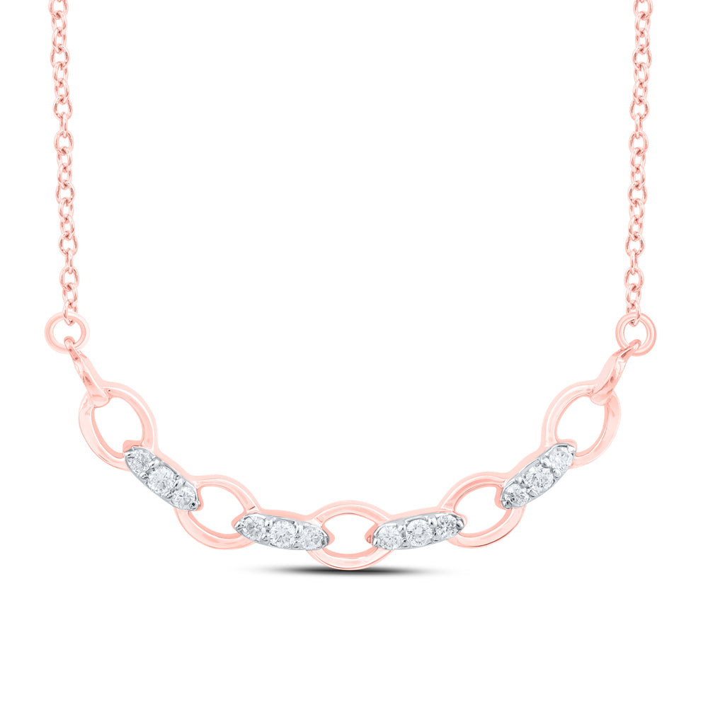 10kt Rose Gold 1/12 Cttw Natural Diamond Fashion Necklace, Length: 18 Inch