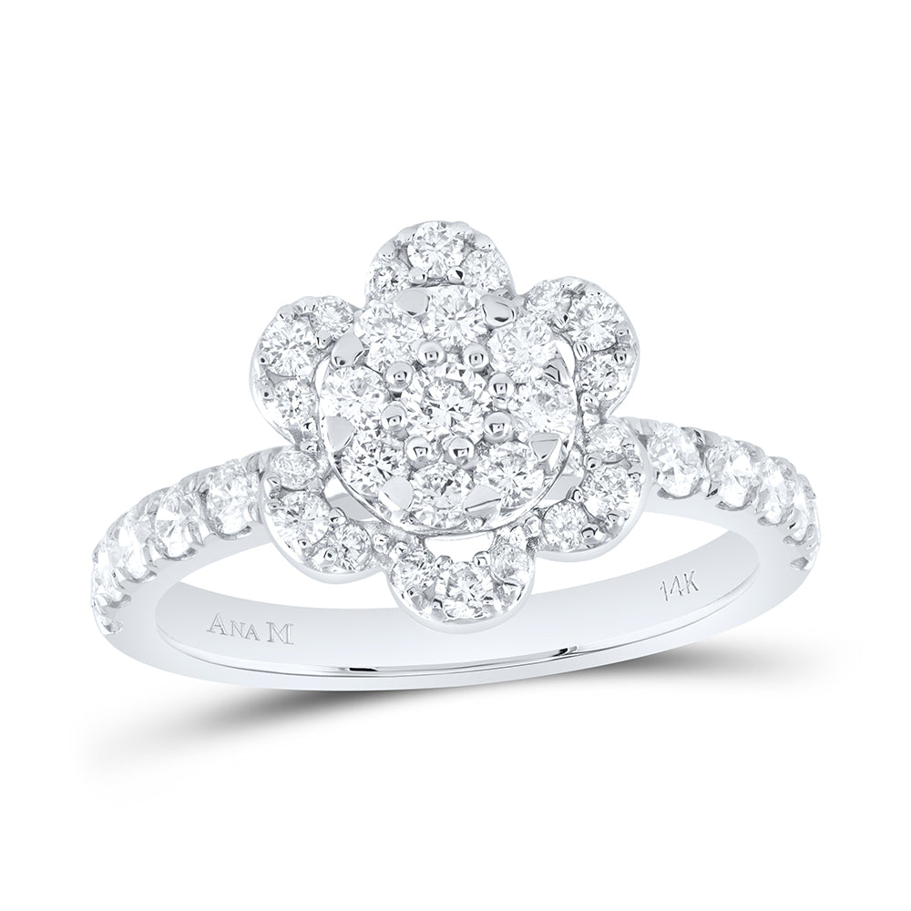 14kt White Gold 1 Cttw Natural Diamond Ana M Bridal Wedding Engagement Anniversary Ring, Women Size: 5-9