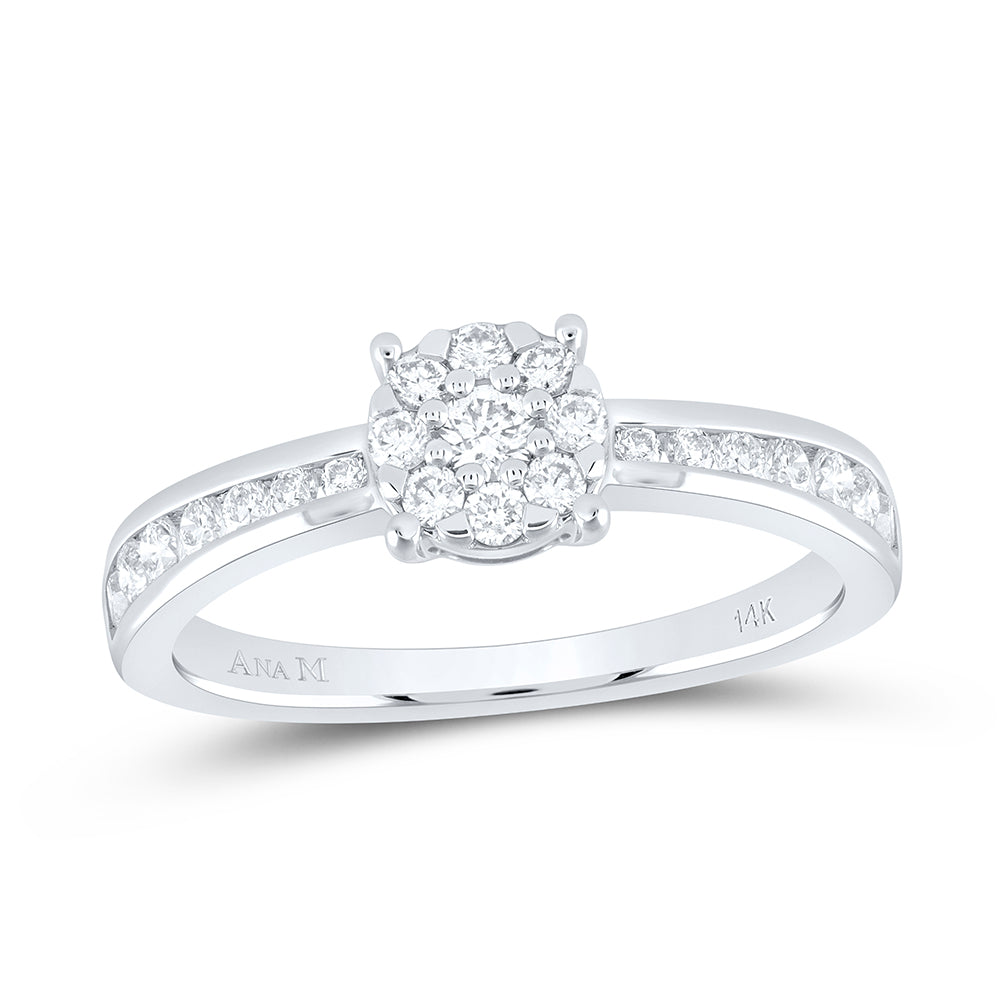 14K White Gold 1/2 Ctw Natural Diamond Fashion Ring, Womens Size: 5-9