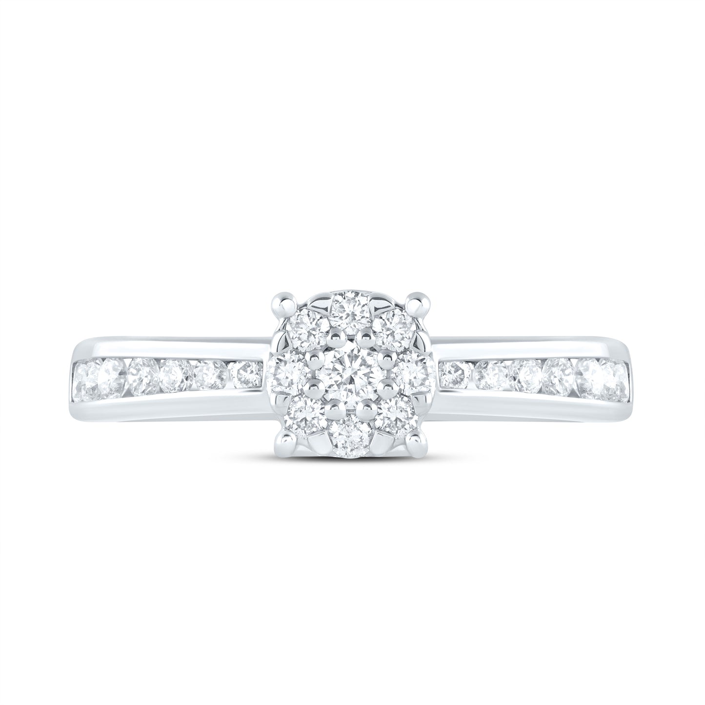 14K White Gold 1/2 Ctw Natural Diamond Fashion Ring, Womens Size: 5-9