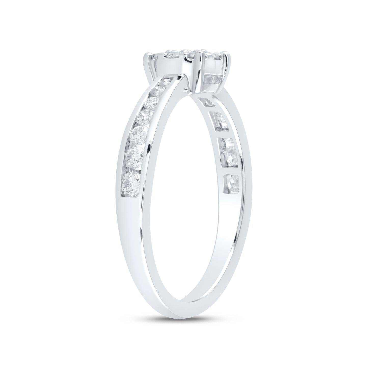 14K White Gold 1/2 Ctw Natural Diamond Fashion Ring, Womens Size: 5-9