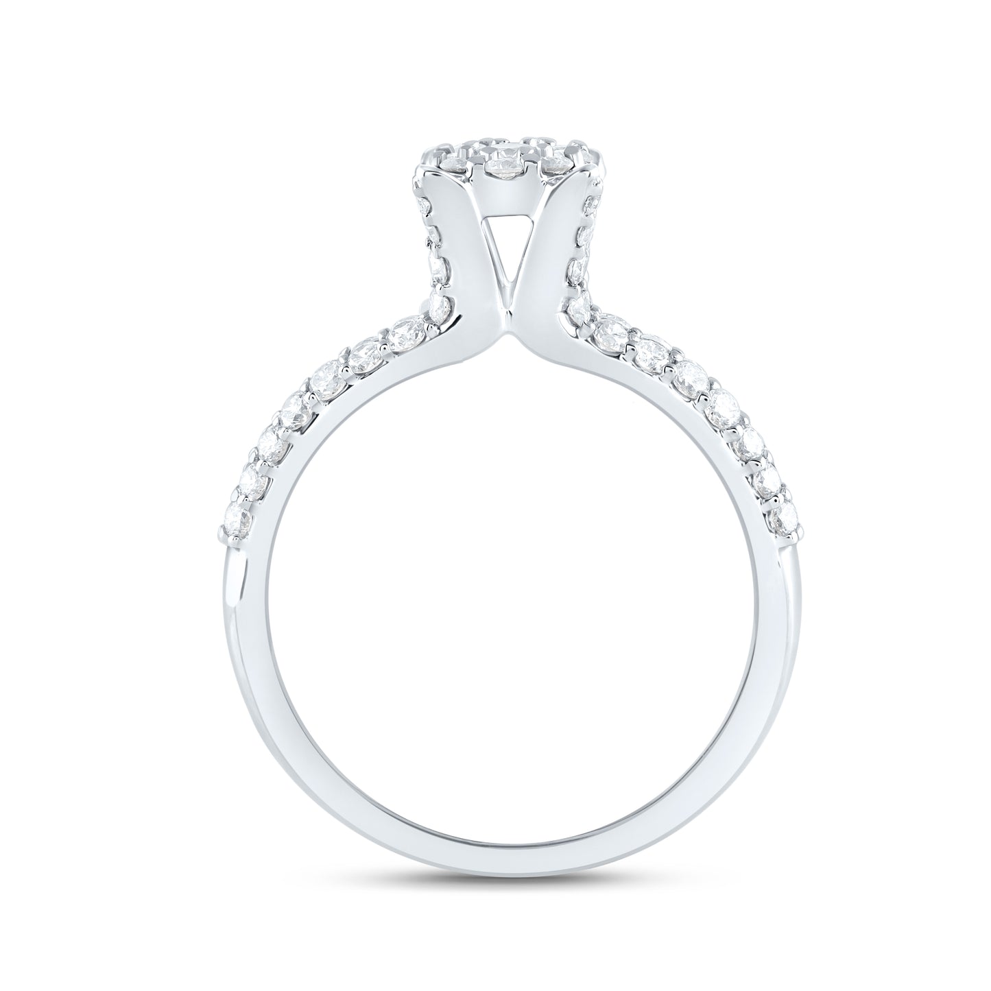 14kt White Gold 3/4 Cttw Natural Diamond Ana M Bridal Wedding Engagement Anniversary Ring, Women Size: 5-9