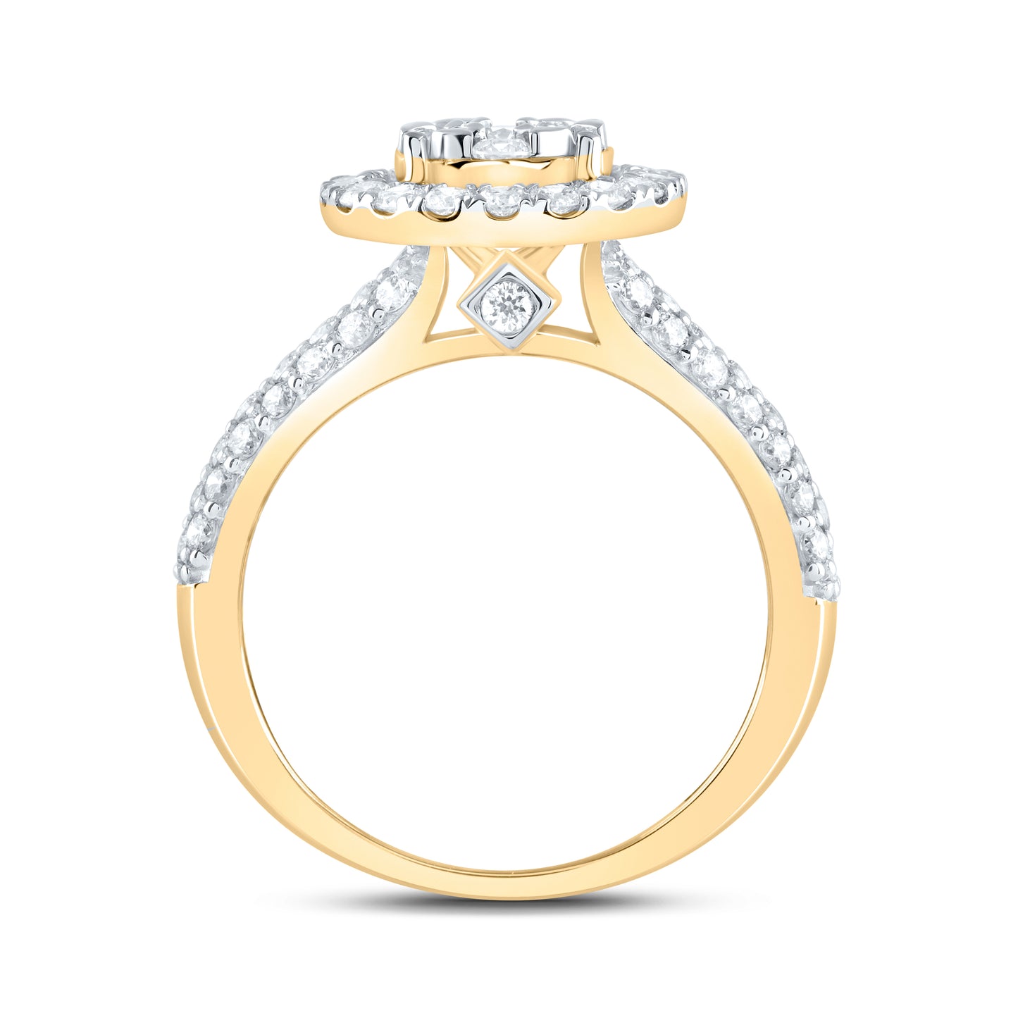 14kt Yellow Gold 1 3/8 Cttw Natural Diamond Ana M Bridal Wedding Engagement Anniversary Ring, Women Size: 5-9