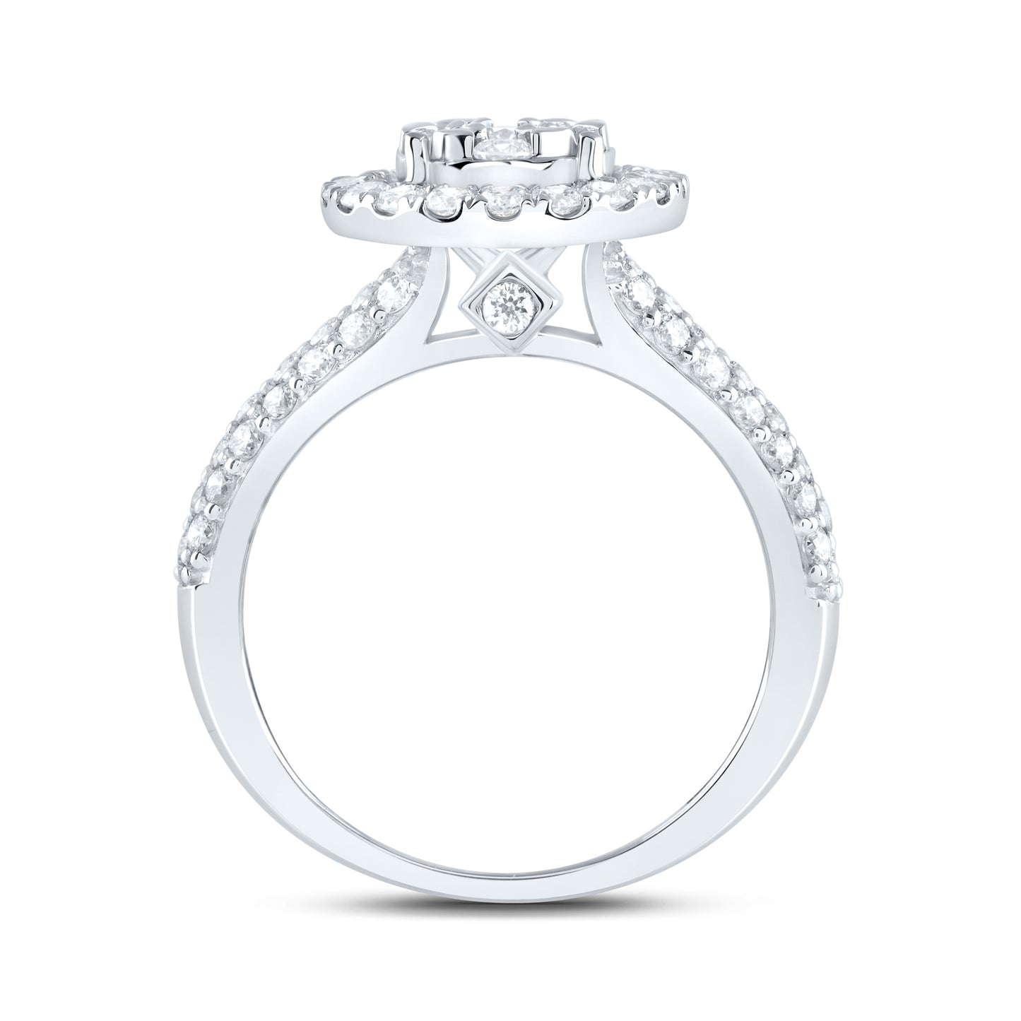 14kt White Gold 1 3/8 Cttw Natural Diamond Ana M Bridal Wedding Engagement Anniversary Ring, Women Size: 5-9