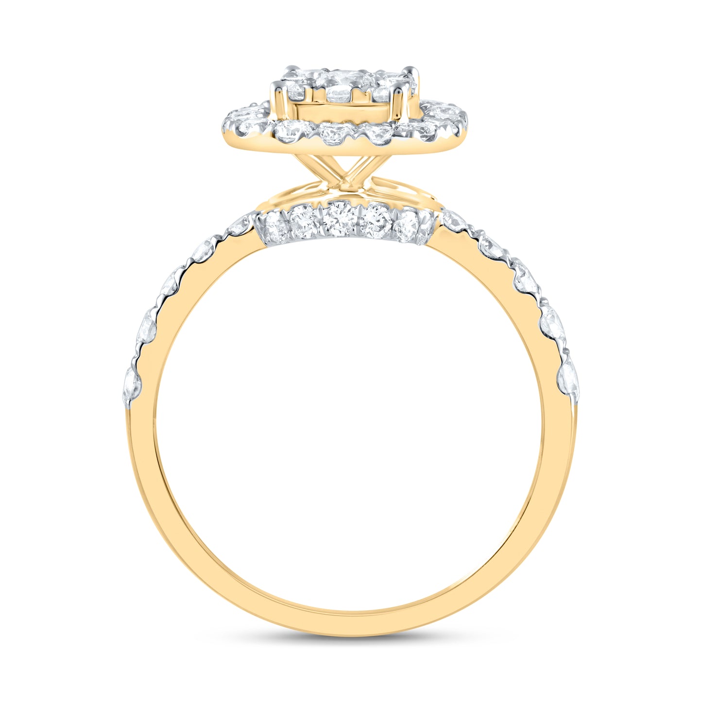14kt Yellow Gold 1 1/5 Cttw Natural Diamond Ana M Bridal Wedding Engagement Anniversary Ring, Women Size: 5-9
