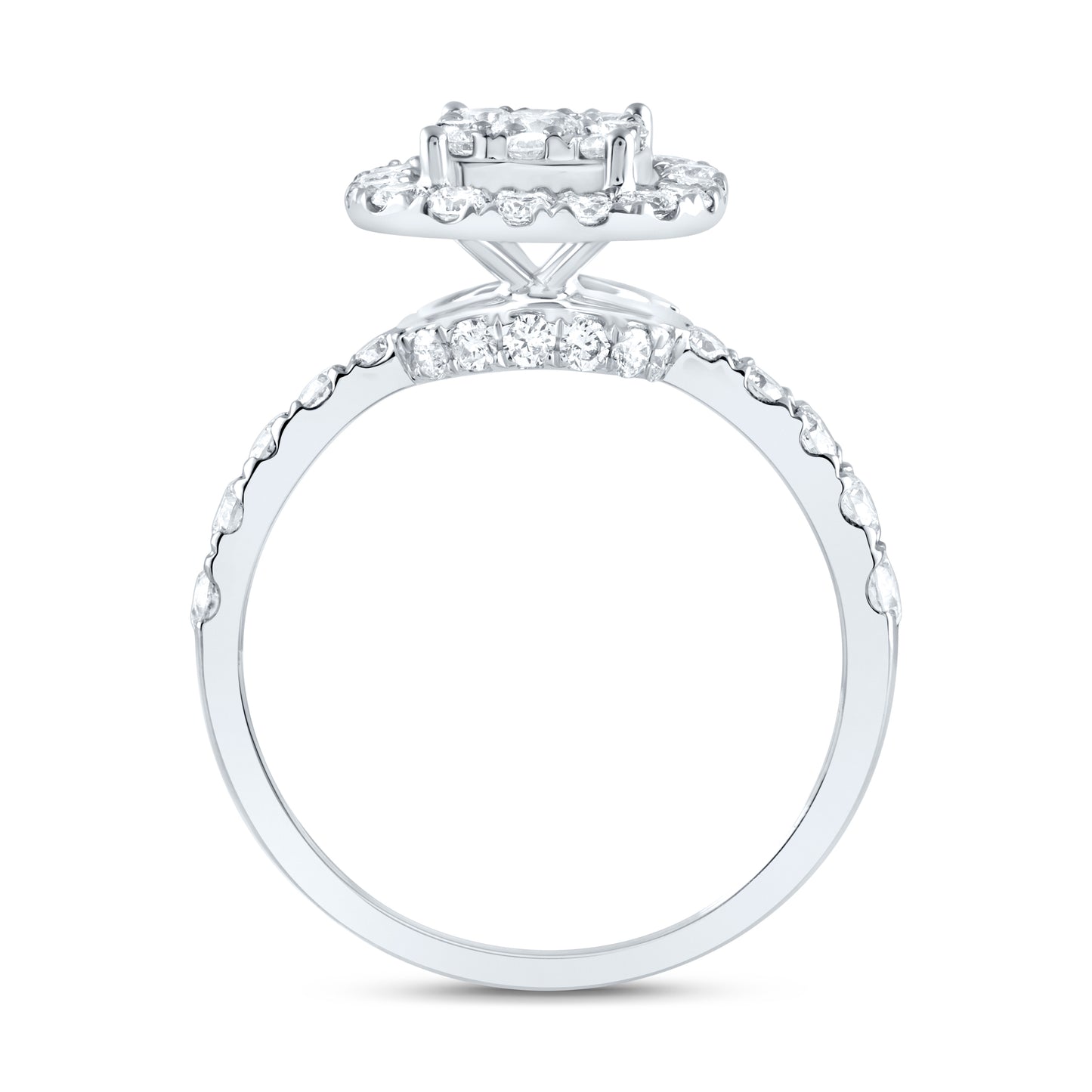 14kt White Gold 1 1/5 Cttw Natural Diamond Ana M Bridal Wedding Engagement Anniversary Ring, Women Size: 5-9