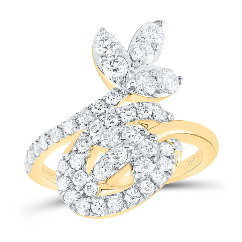 14kt Yellow Gold 1 1/4 Cttw Natural Diamond Ana M Bridal Wedding Engagement Anniversary Ring, Women Size: 5-9