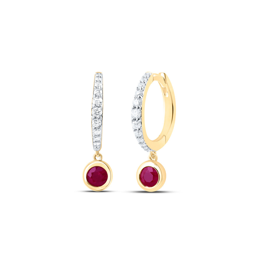 14kt Yellow Gold 1/5 Cttw Diamond Ana M 3.5mm Round ru, Natural Gem Dangling Earring