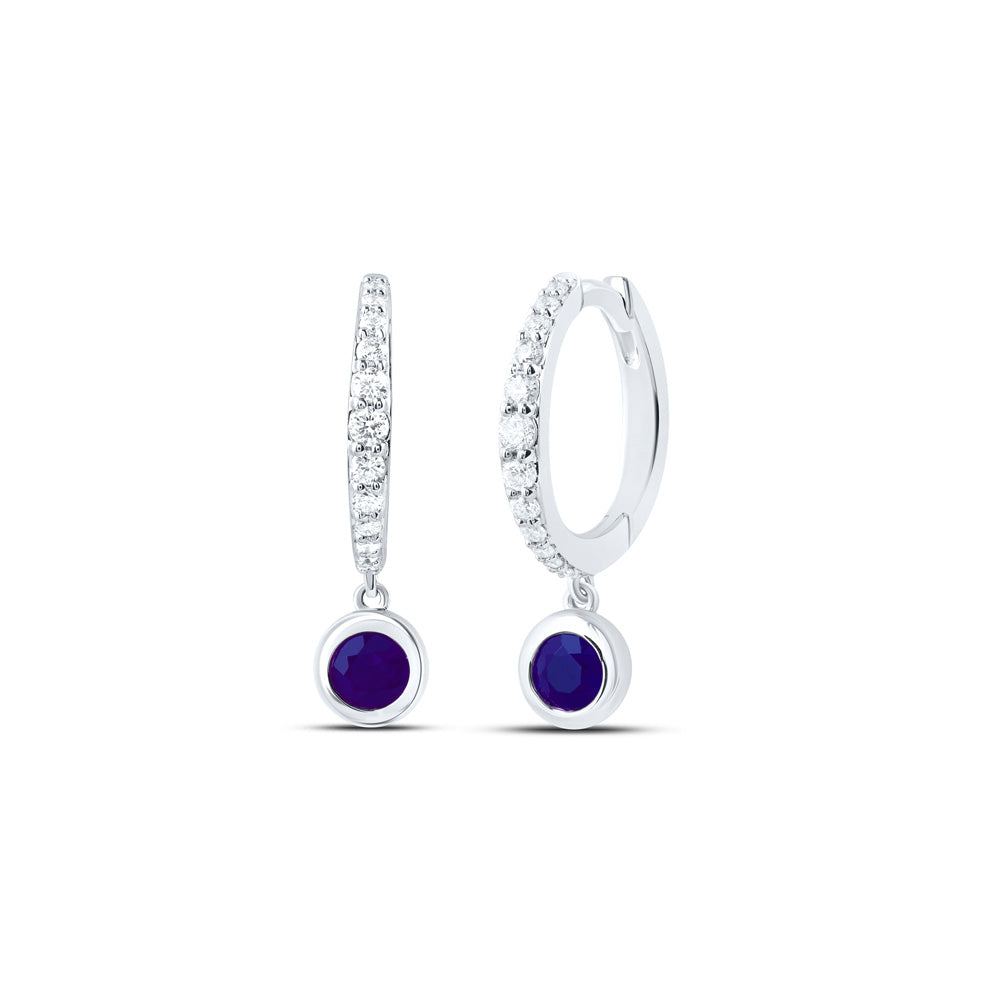 14kt White Gold 1/5 Cttw Diamond Ana M 3.5mm Round bs, Natural Gem Dangling Earring