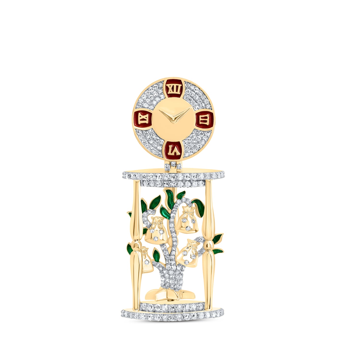 10kt Yellow Gold 7/8 Cttw Natural Diamond Time Is Money Mens Charm