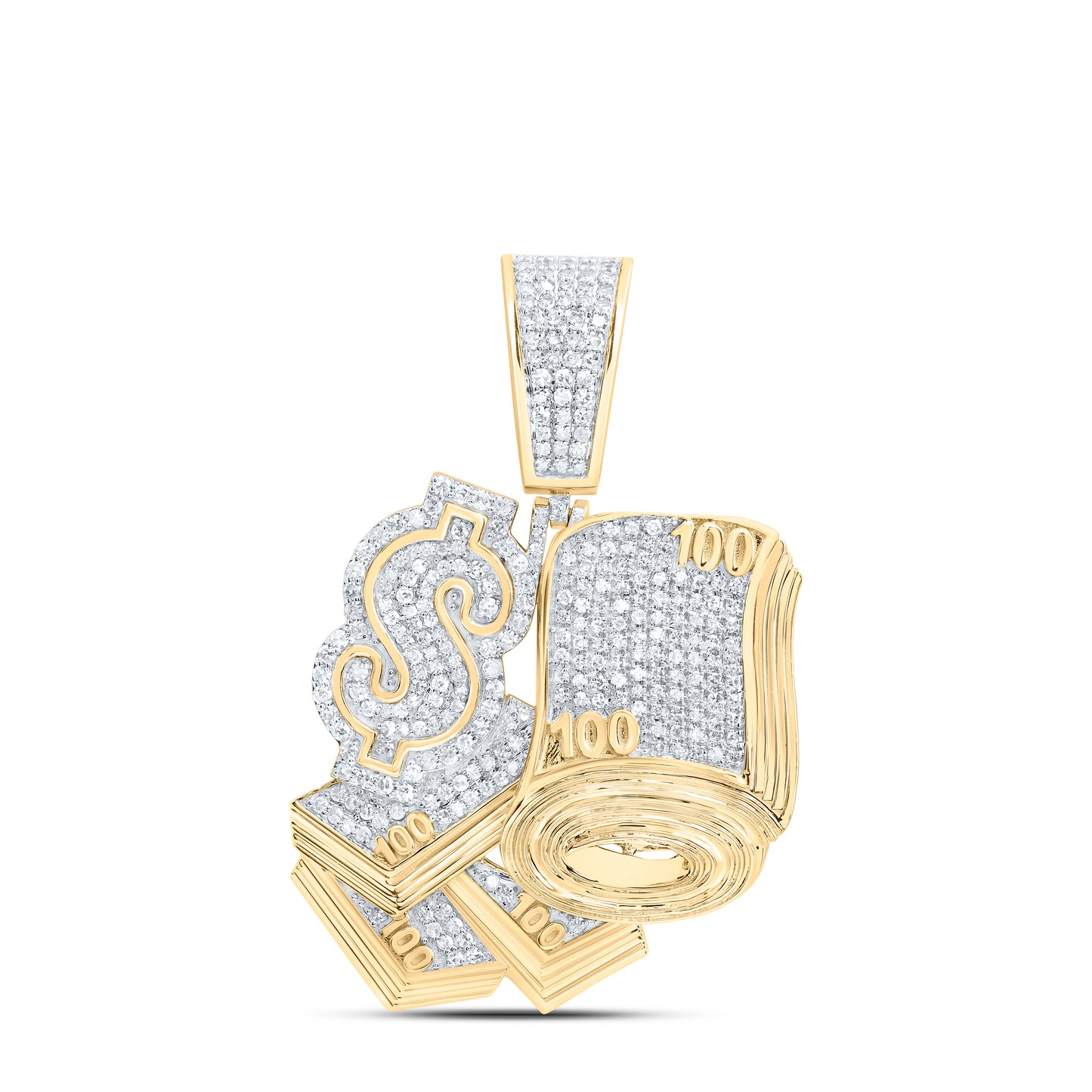 10kt Yellow Gold 1 Cttw Natural Diamond Dollar Mens Charm