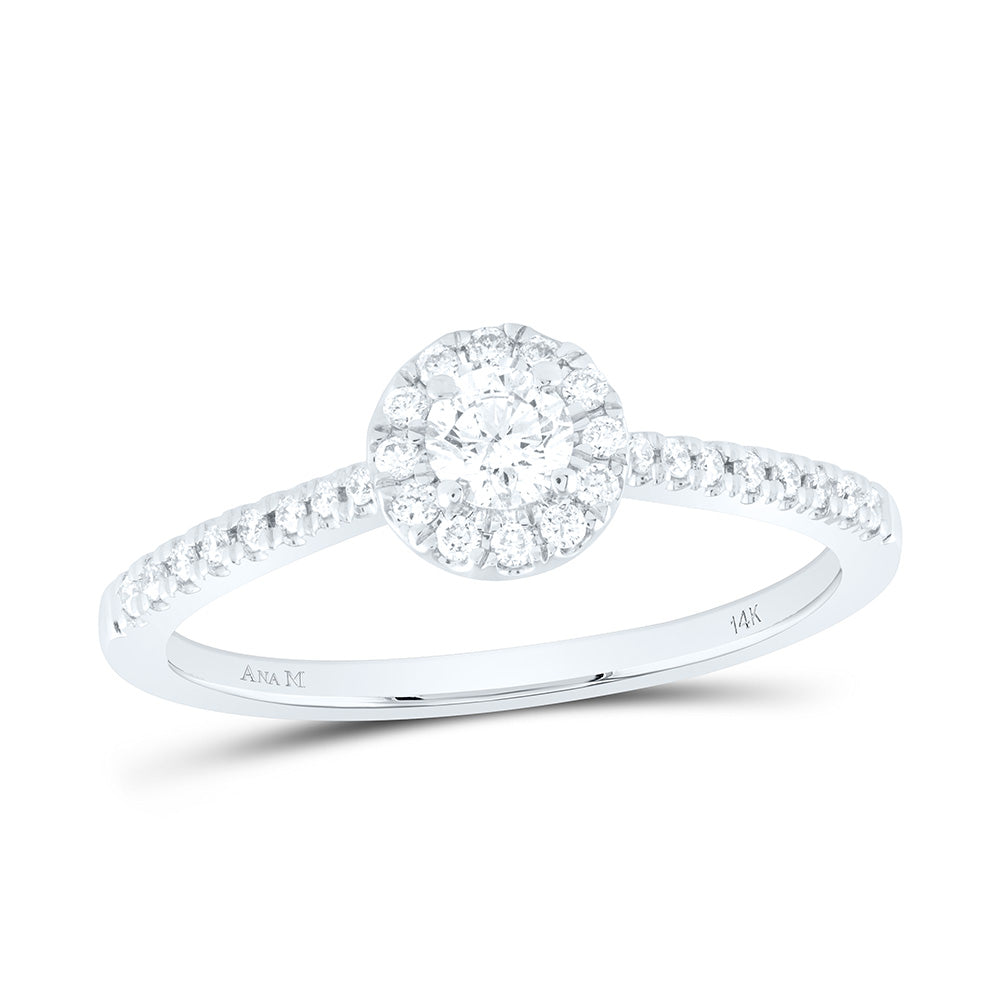 14kt White Gold 1/3 Cttw Natural Diamond Ana M and 1/5 Cttw Round Fashion Promise Wedding Engagement Anniversary Ring, Women Size: 5-9