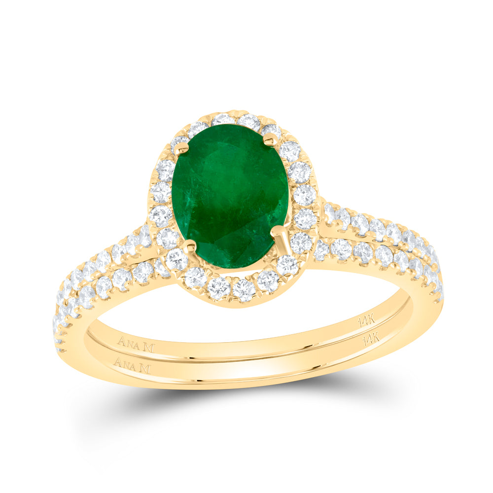 14K Yellow or White or Rose Gold 1/2 Ctw Diamond 8X6MM Oval Natural Gem Single Halo Bridal Set, Womens Size: 5-9