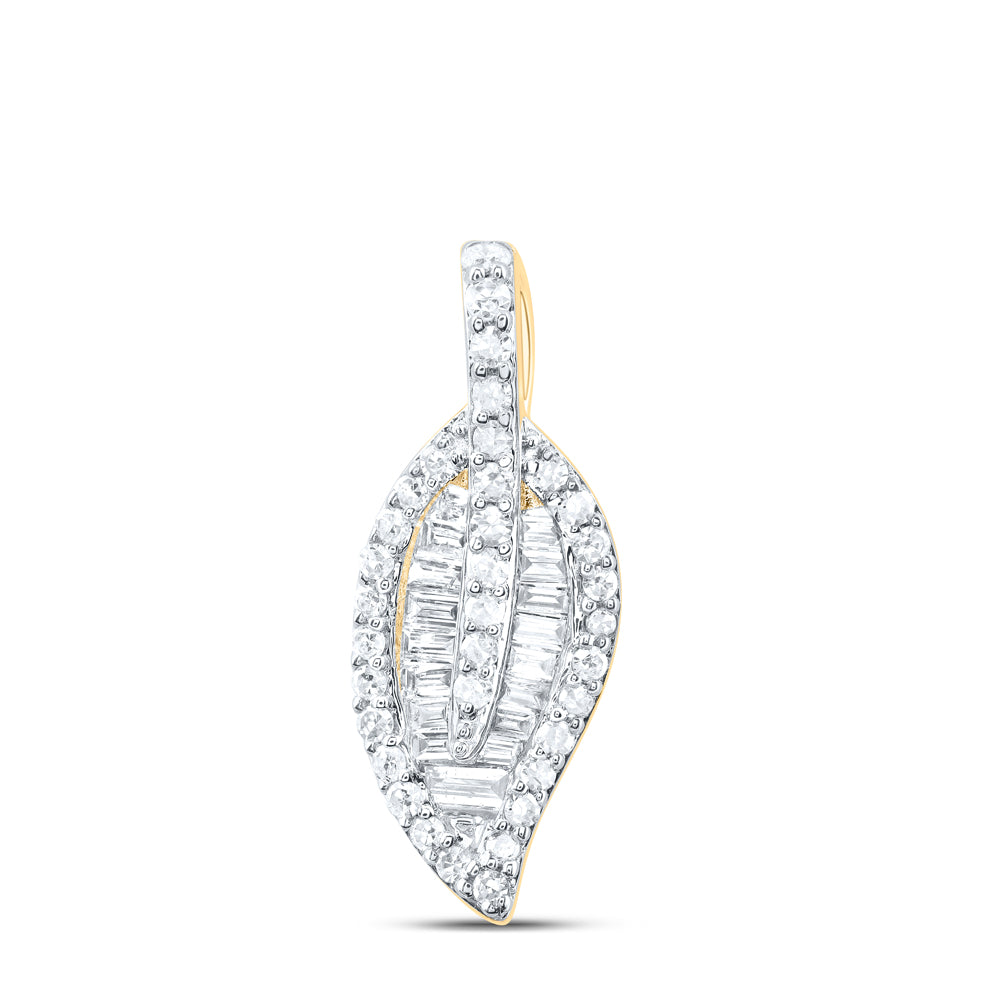 10K Yellow or White or Rose Gold 1/3 Ctw Natural Diamond Gift Leaf Pendant