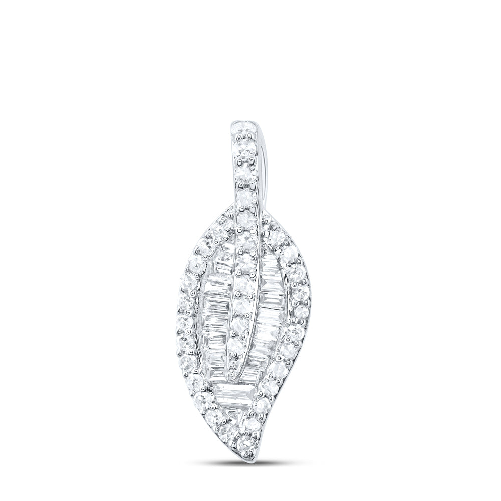 10K Yellow or White or Rose Gold 1/3 Ctw Natural Diamond Gift Leaf Pendant