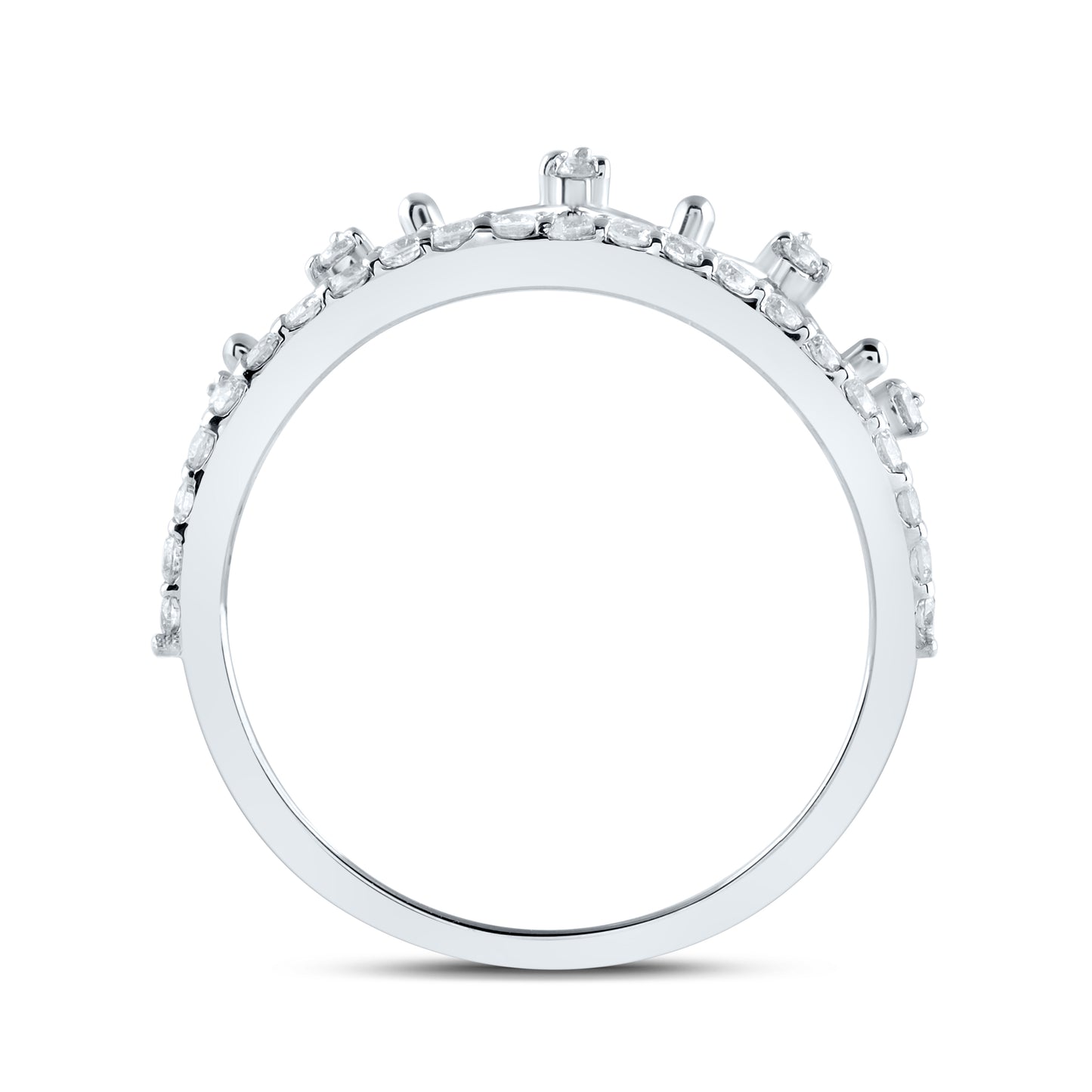 14K Yellow or White Gold 1/3 Ctw Natural Diamond Fashion Crown Ring, Womens Size: 5-9