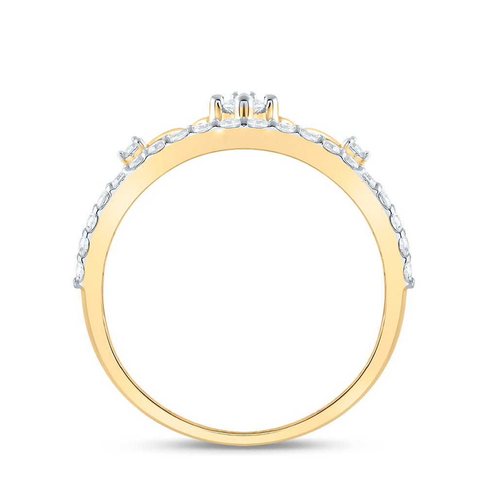 14K Yellow or White Gold 3/8 Ctw Natural Diamond Fashion Crown Ring, Womens Size: 5-9